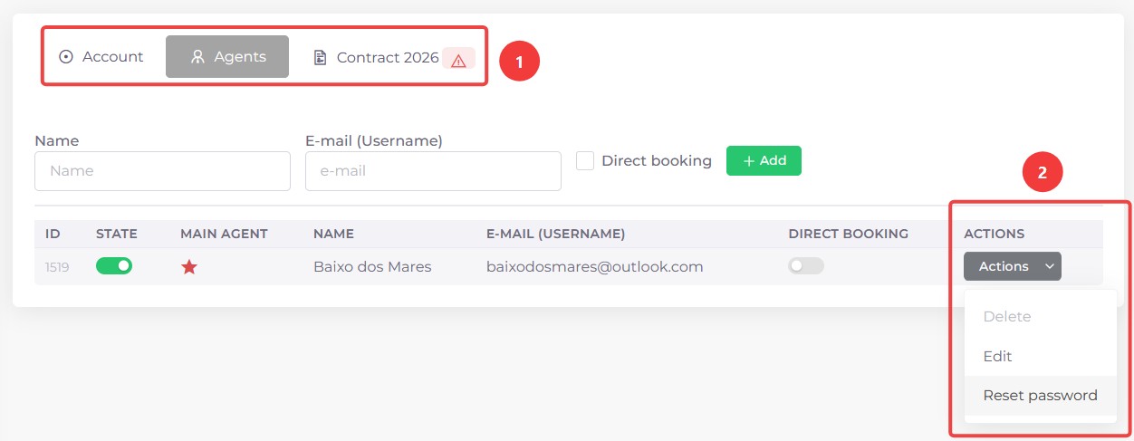 Screenshot of the creation of agencies page in Kpitanea