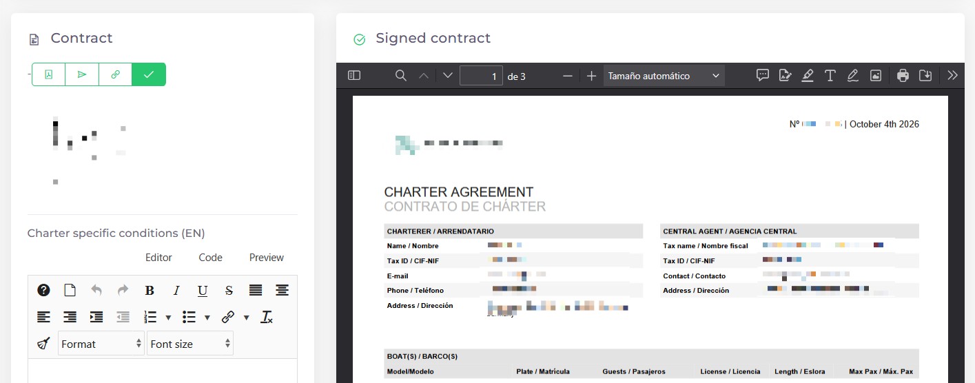 The contract view in a charter in Kpitanea