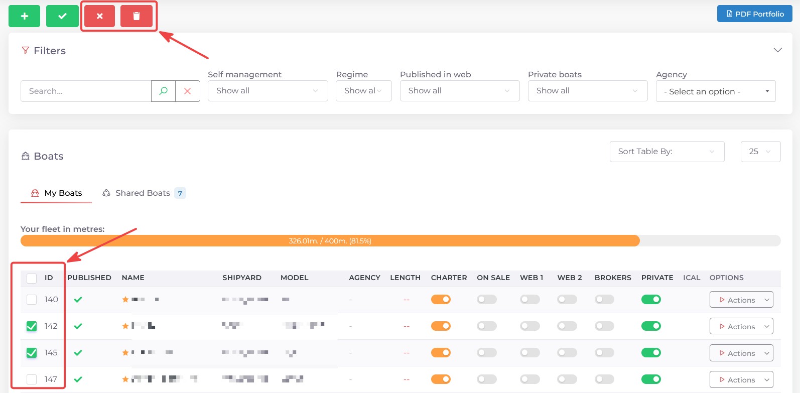 Screenshot of Kpitanea's bulk actions.