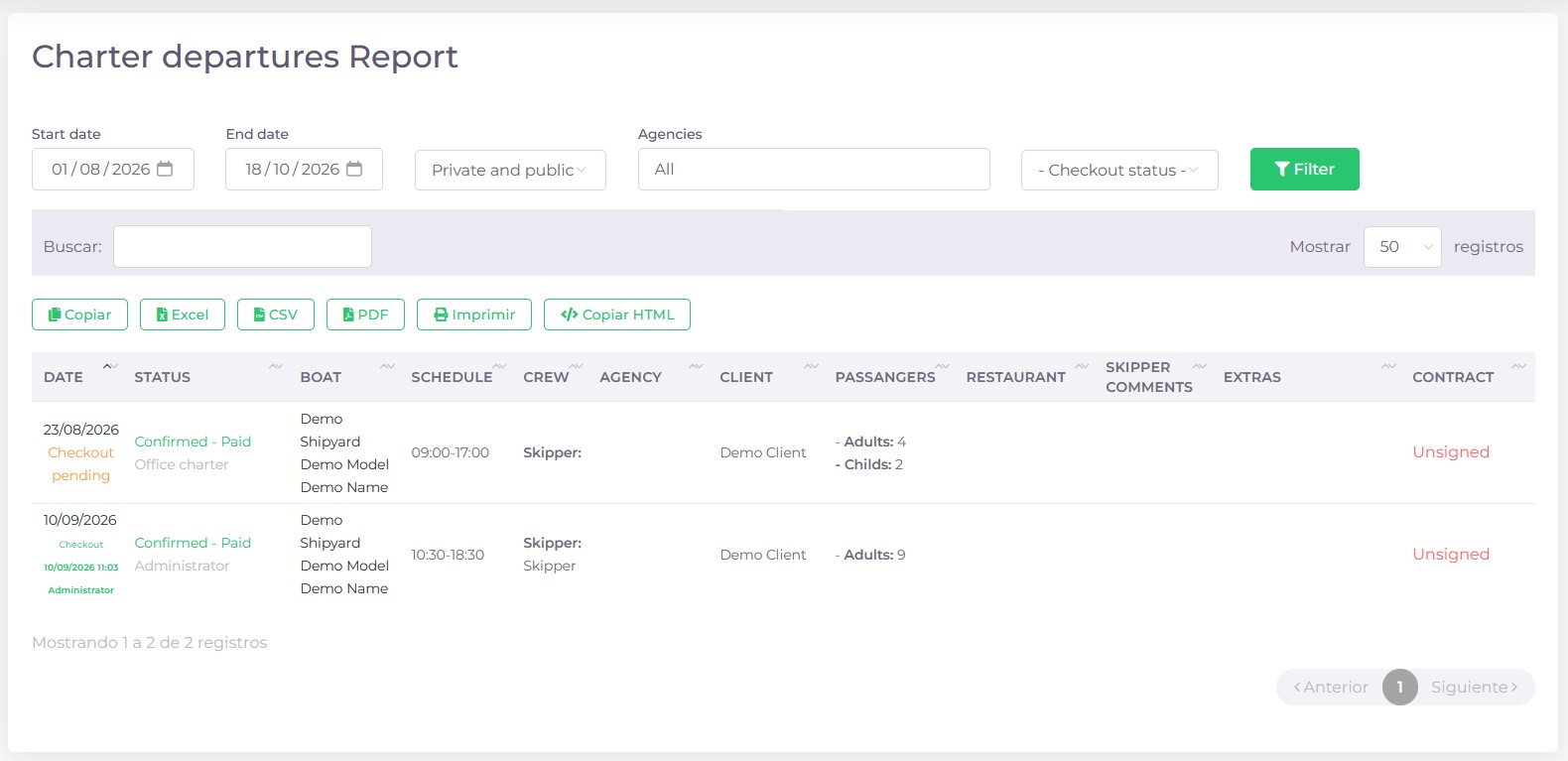 Example of a report in Kpitanea