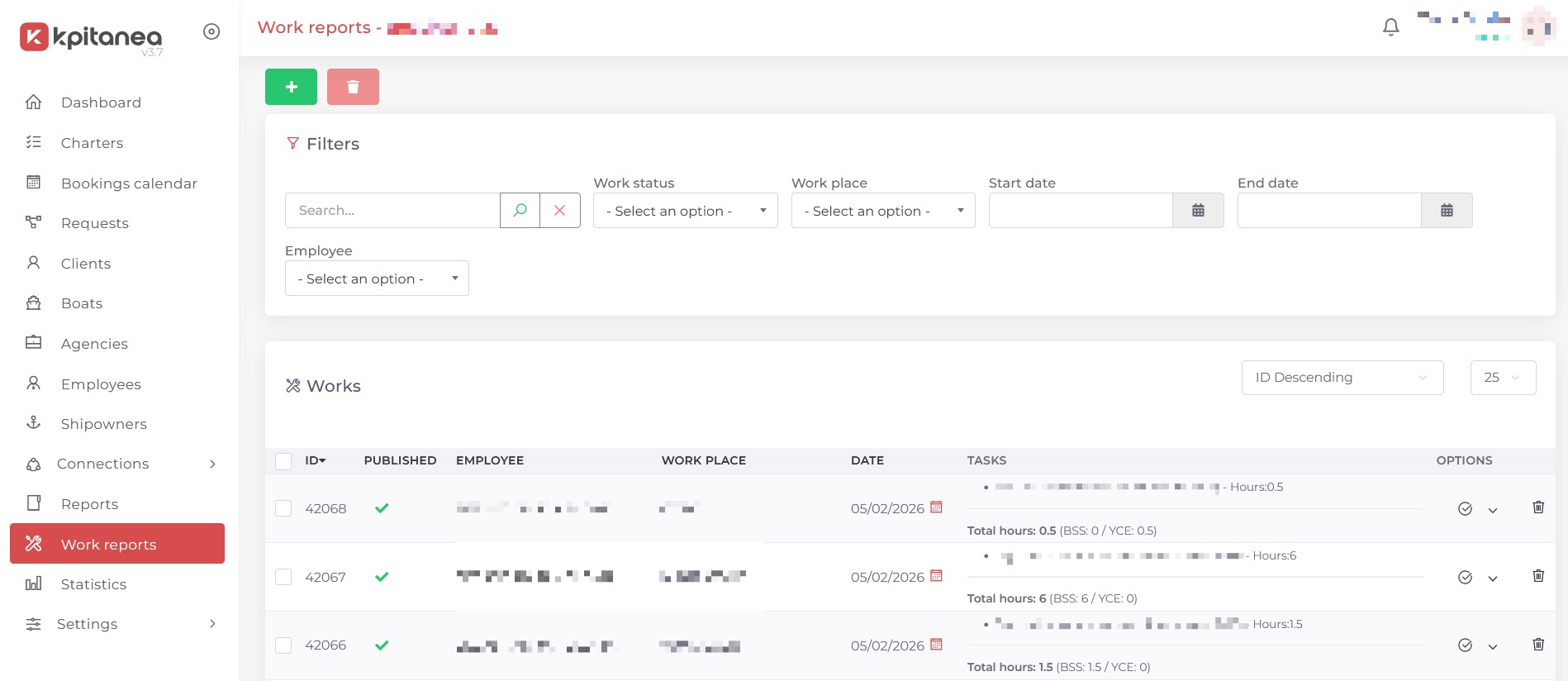 The Kpitanea work reports page